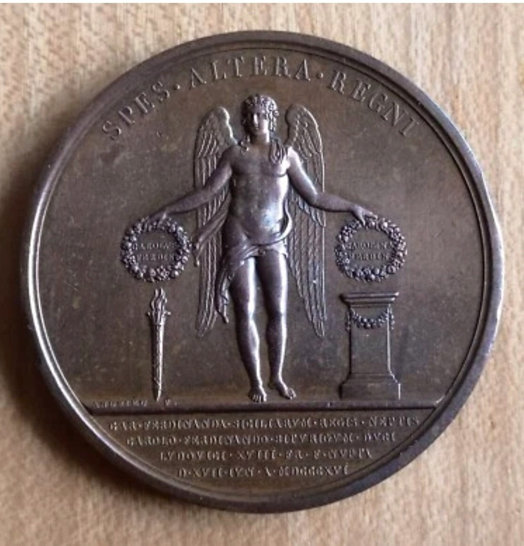 Bronze Medal 1816 Marriage Of The Duke Of Berry And Caroline Ferdinande - By Andrieu - 50 Mm-photo-2