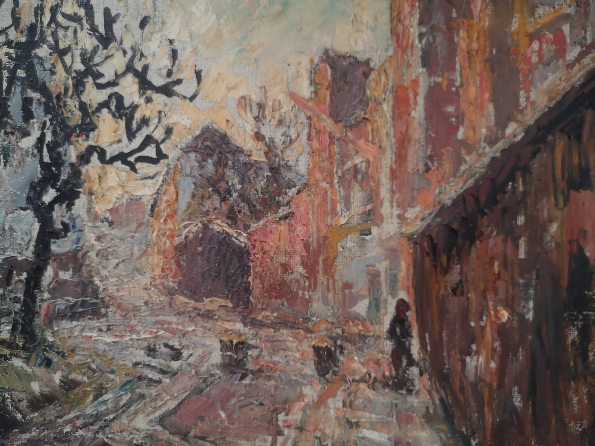 Fernand Laval 1886–1966 - Le Lapin Agile Rue des Saules et les Fortifications -HST signée datée-photo-1