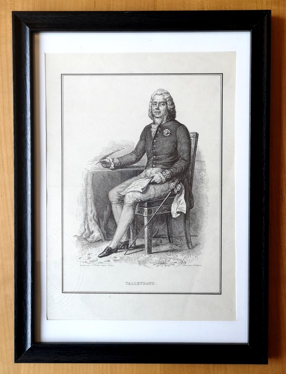Gravure Talleyrand XIXe Boilly Isabey – Portrait historique – Papier filigrané-photo-2