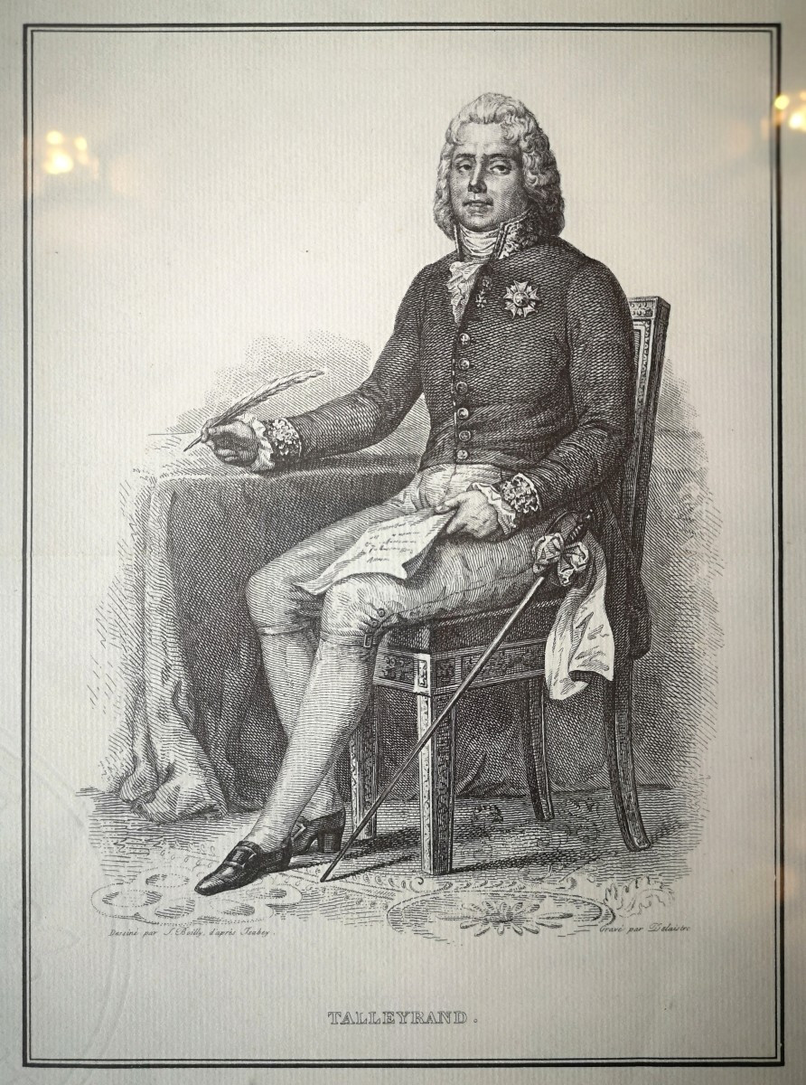 Gravure Talleyrand XIXe Boilly Isabey – Portrait historique – Papier filigrané