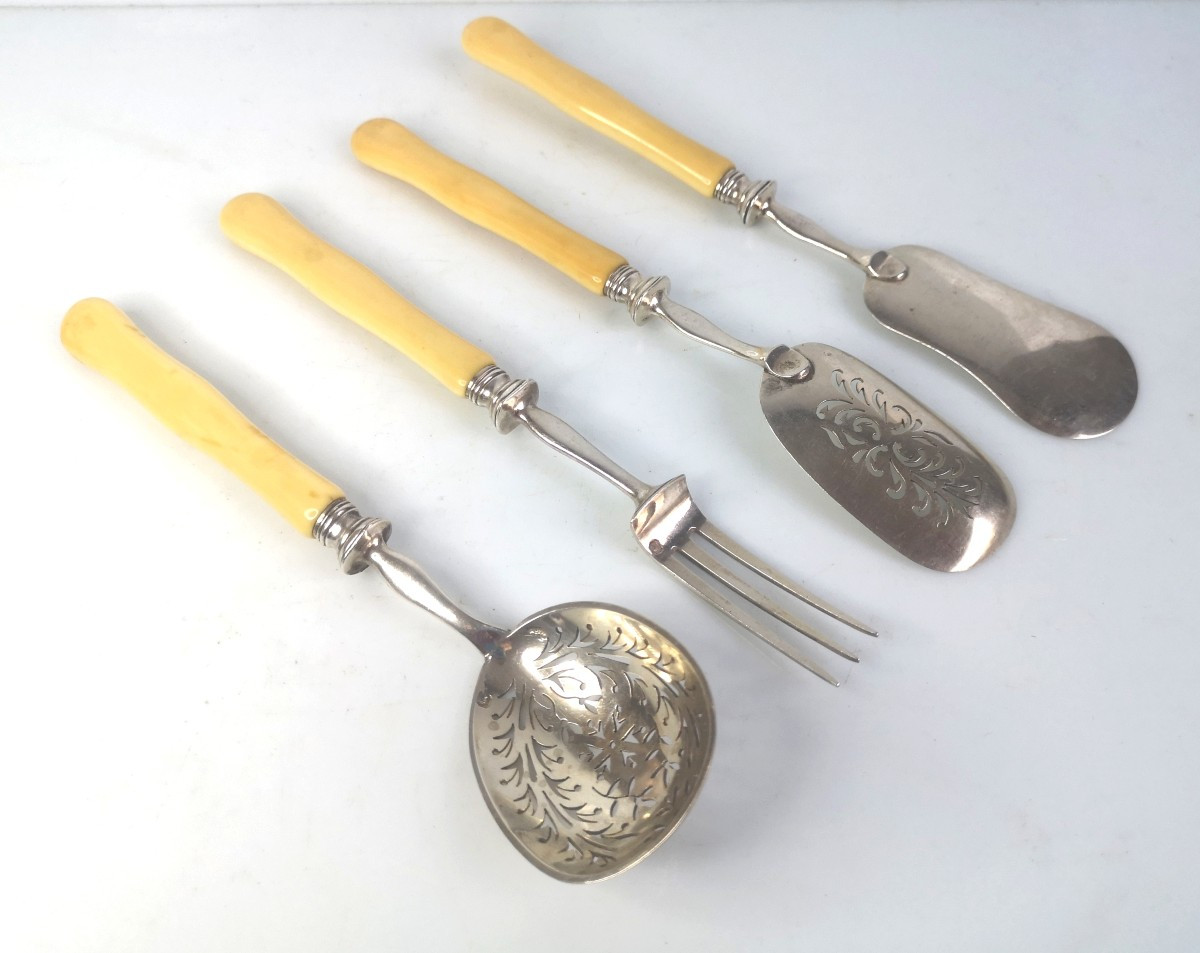 Service à mignardises ou bonbons en argent massif et ivoire – Ernest CARDEILHAC – fin XIX°-photo-3