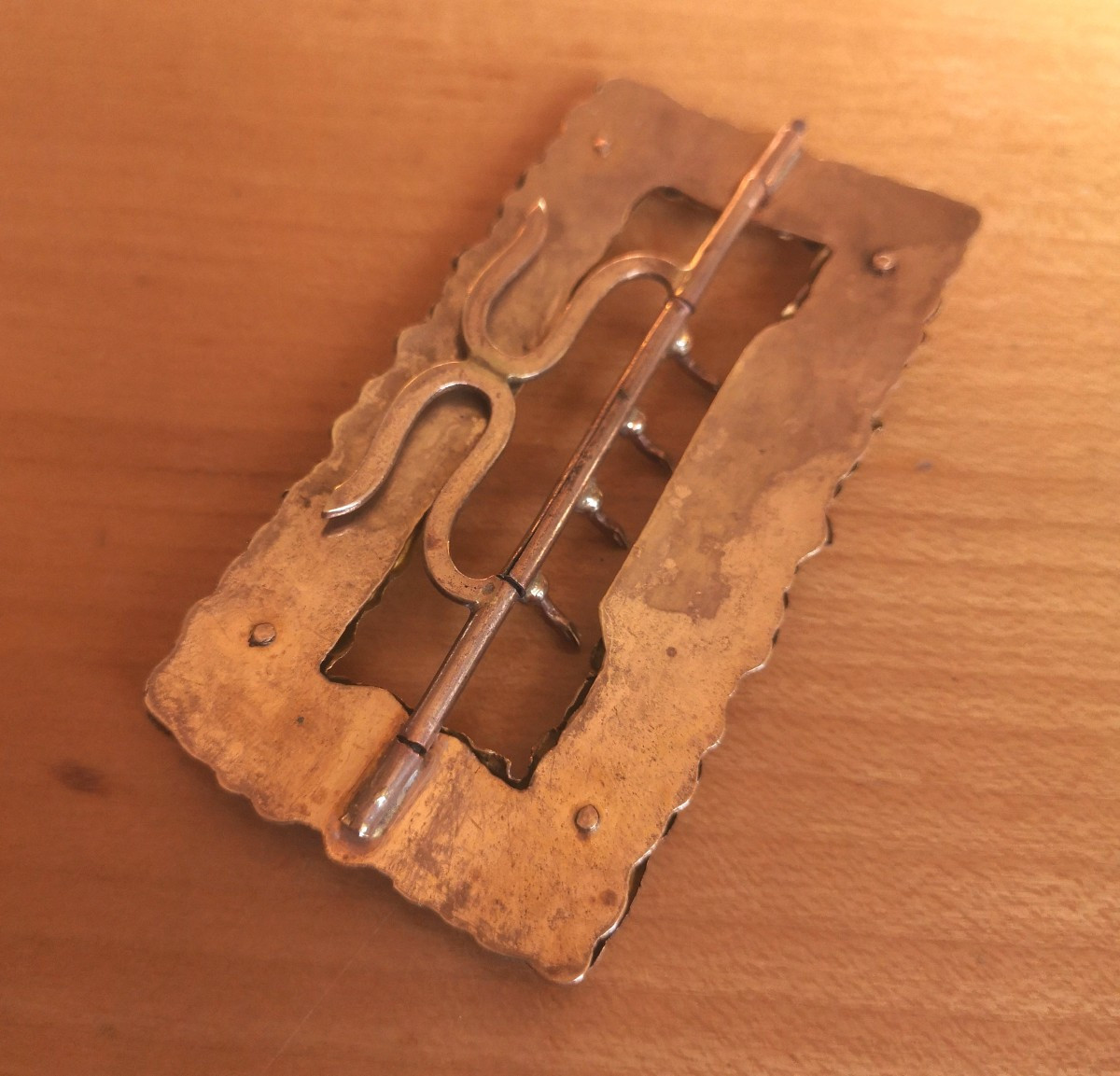 Chiseled And Gilded Bronze Belt Buckle, Empire Period, Decorated With Oak Leaves. -photo-2