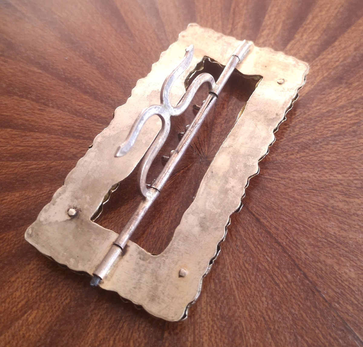 Chiseled And Gilded Bronze Belt Buckle, Empire Period, Decorated With Oak Leaves. -photo-2