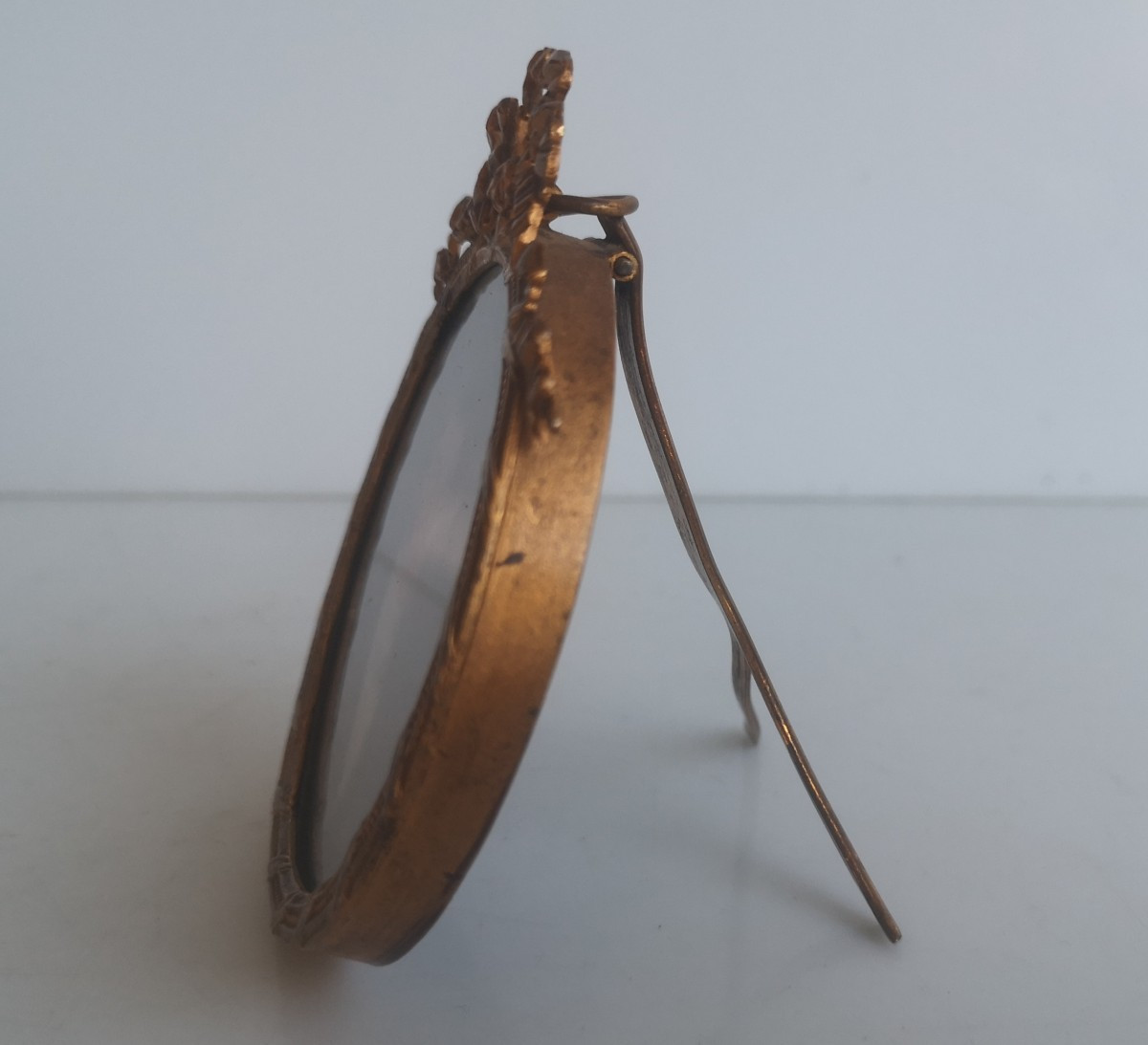 Miniature sur ivoire - Portrait homme Directoire Empire circa 1795... Cadre bronze doré ancien-photo-3