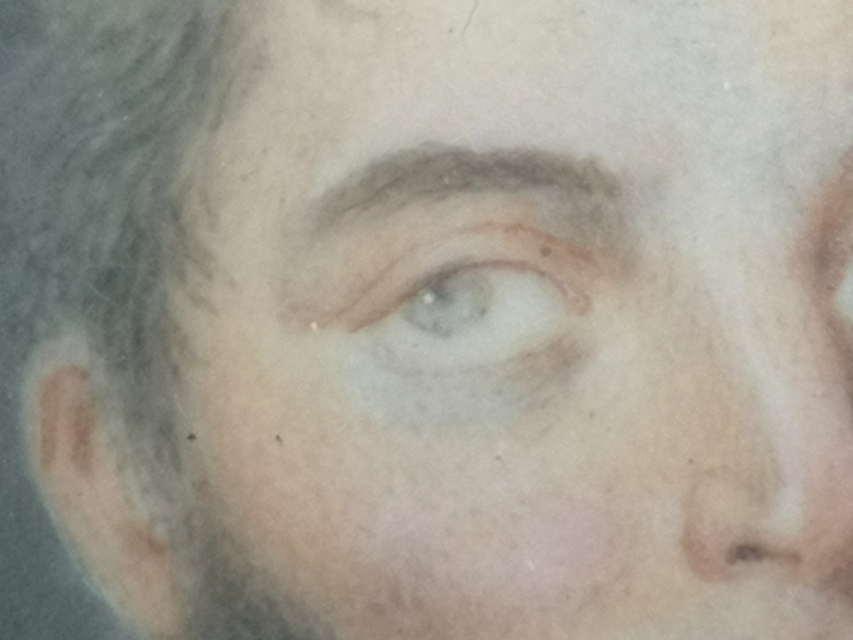 Miniature sur ivoire - Portrait homme Directoire Empire circa 1795... Cadre bronze doré ancien-photo-3