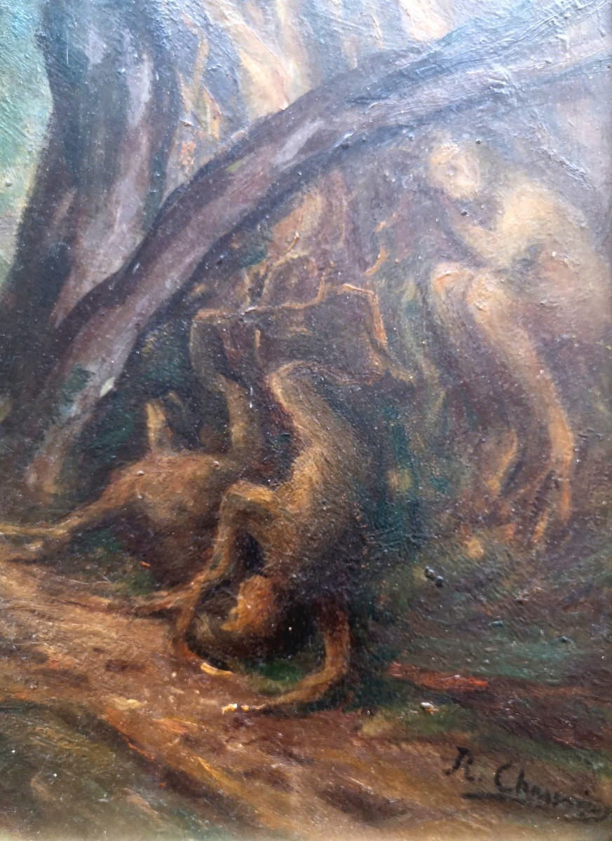 Surréalisme Art symboliste. Foret fantastique, formes humaines spectrales-photo-3