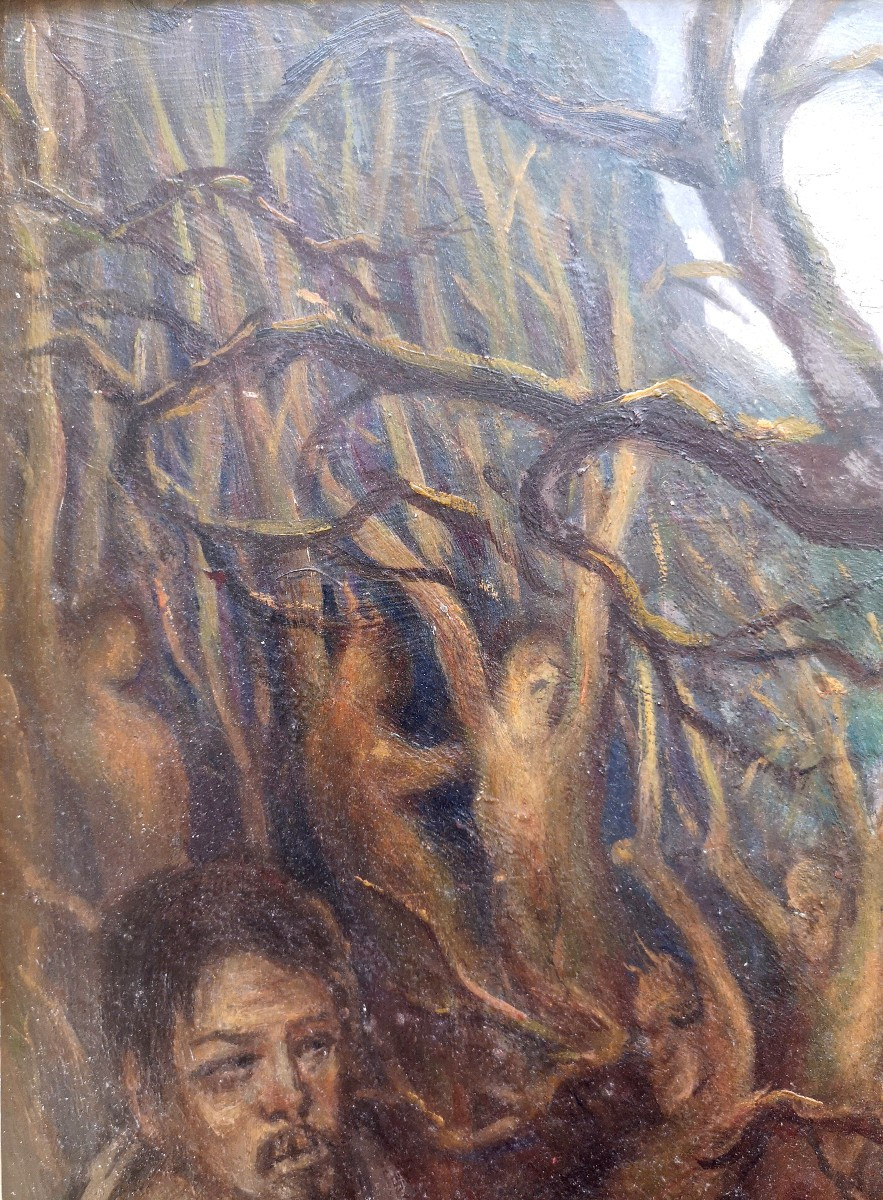 Surréalisme Art symboliste. Foret fantastique, formes humaines spectrales-photo-5