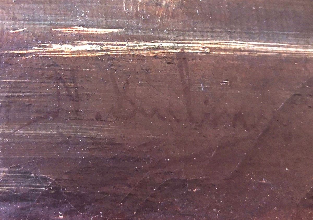 Natalie Burlin - 1875-1921 - Marine XIX° - Paysage côtier de cité normande Granville ? -  35x64-photo-2