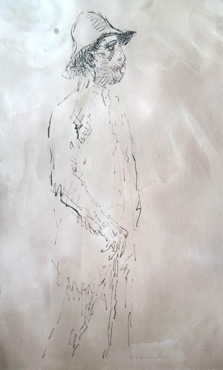 Théophile Alexandre Steinlen (1859-1923) Le Cheminot - Ink On Paper, Signed - 31 X 45 Cm-photo-2
