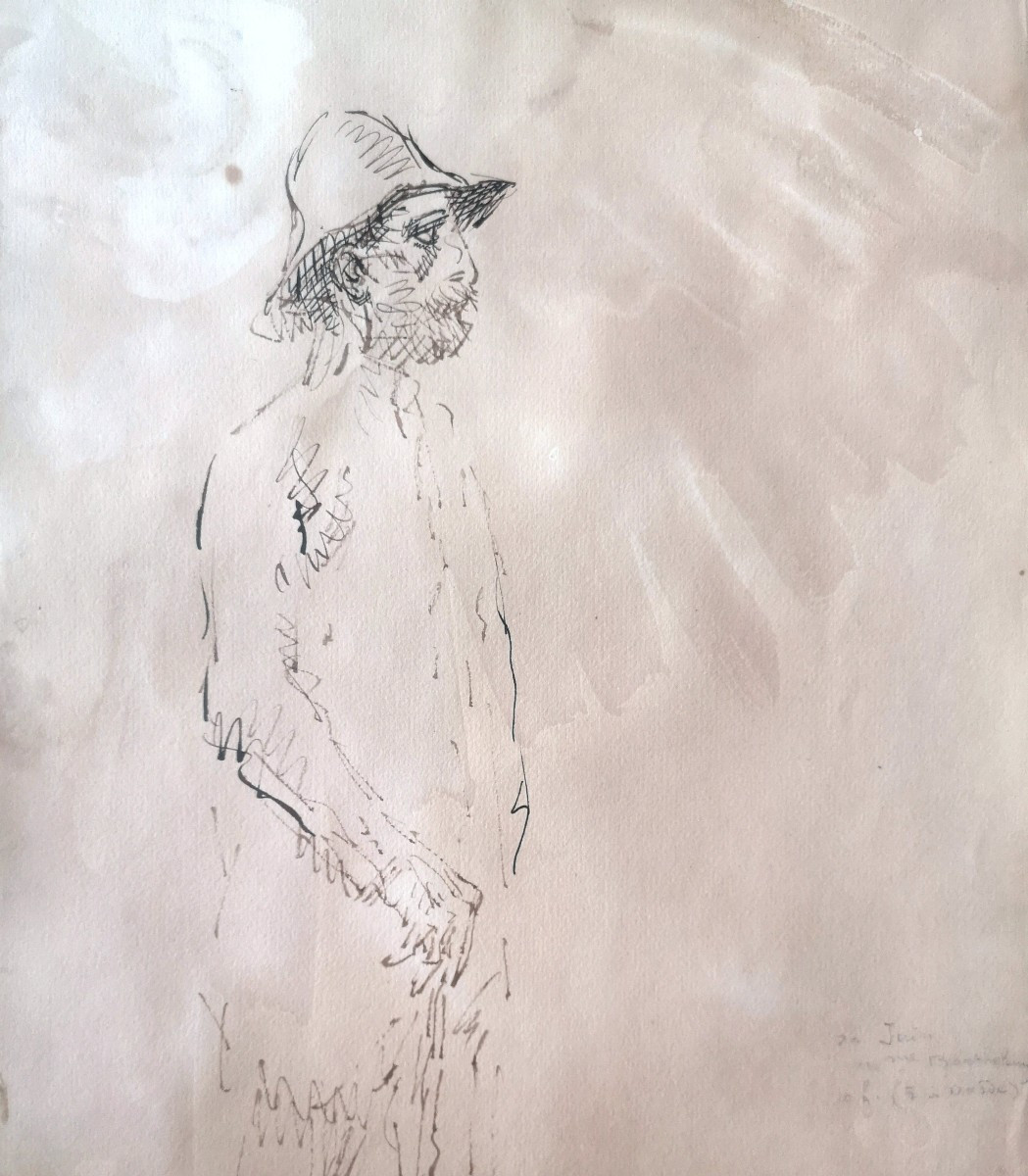 Théophile Alexandre Steinlen (1859-1923) Le Cheminot - Ink On Paper, Signed - 31 X 45 Cm-photo-3