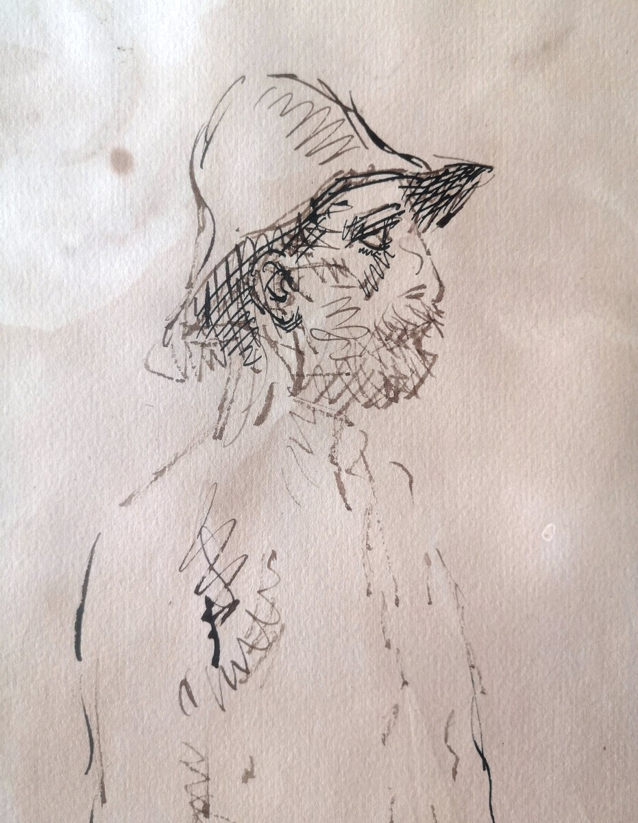 Théophile Alexandre Steinlen (1859-1923) Le Cheminot - Ink On Paper, Signed - 31 X 45 Cm-photo-2