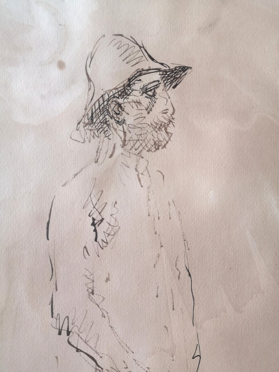 Théophile Alexandre Steinlen (1859-1923) Le Cheminot - Ink On Paper, Signed - 31 X 45 Cm-photo-3