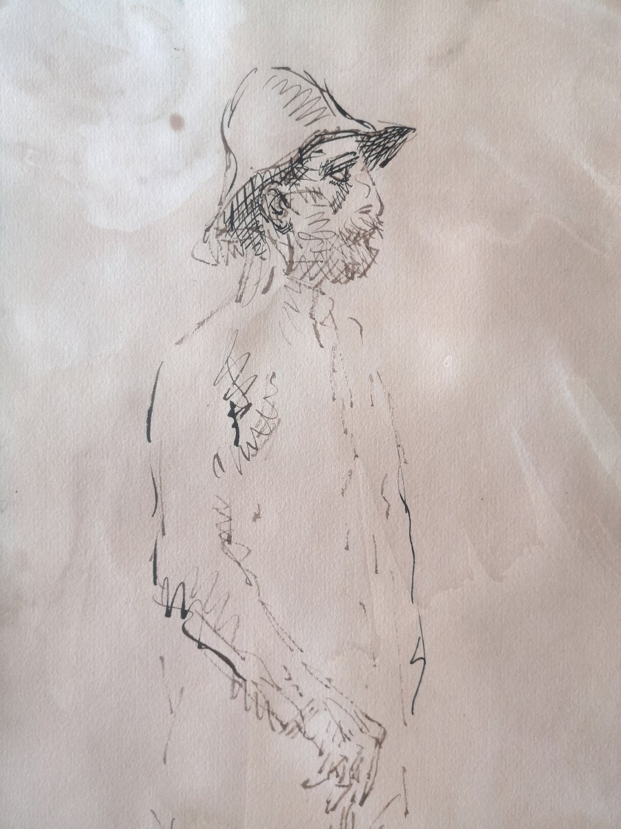 Théophile Alexandre Steinlen (1859-1923) Le Cheminot - Ink On Paper, Signed - 31 X 45 Cm-photo-4