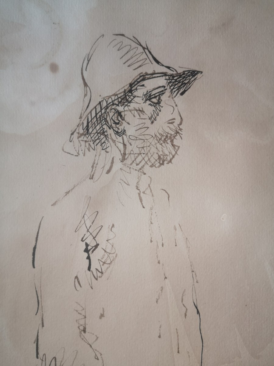 Théophile Alexandre Steinlen (1859-1923) Le Cheminot - Ink On Paper, Signed - 31 X 45 Cm-photo-5