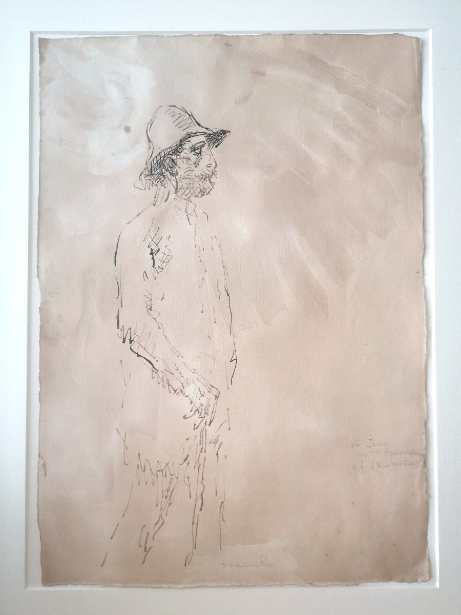 Théophile Alexandre Steinlen (1859-1923) Le Cheminot - Ink On Paper, Signed - 31 X 45 Cm