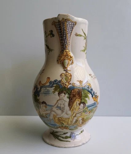 FAÏENCE LILLE XVIII° VÉNUS AU BAIN - Pichet à scène mythologique - 1740-1760-photo-2
