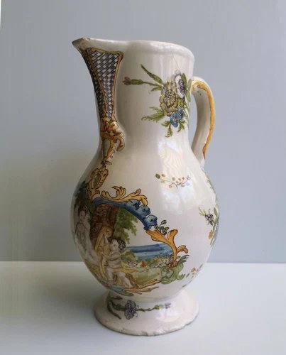 FAÏENCE LILLE XVIII° VÉNUS AU BAIN - Pichet à scène mythologique - 1740-1760-photo-3