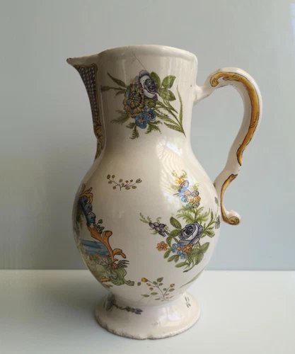 FAÏENCE LILLE XVIII° VÉNUS AU BAIN - Pichet à scène mythologique - 1740-1760-photo-1