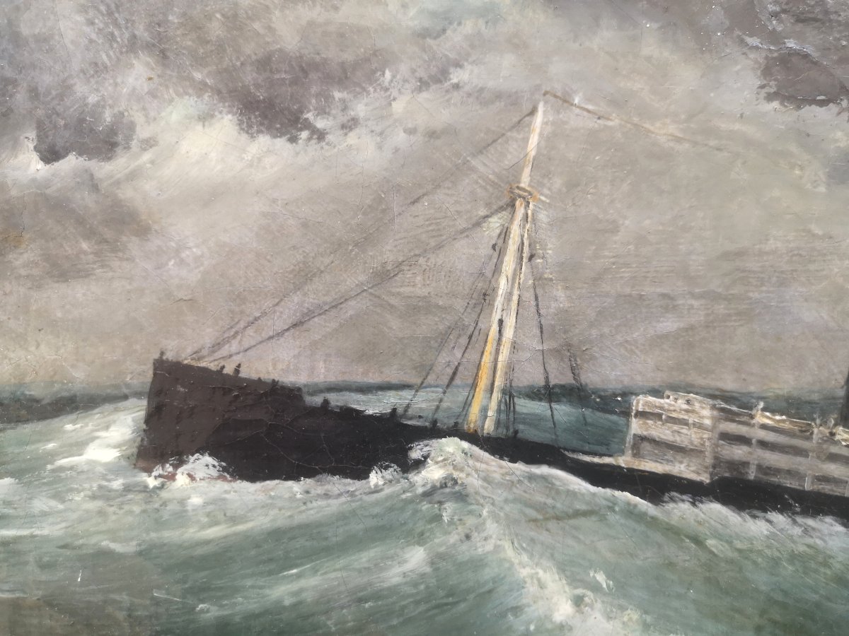 Hst Le Louxor In Rough Weather In The Indian Ocean, Dated 1909-photo-2