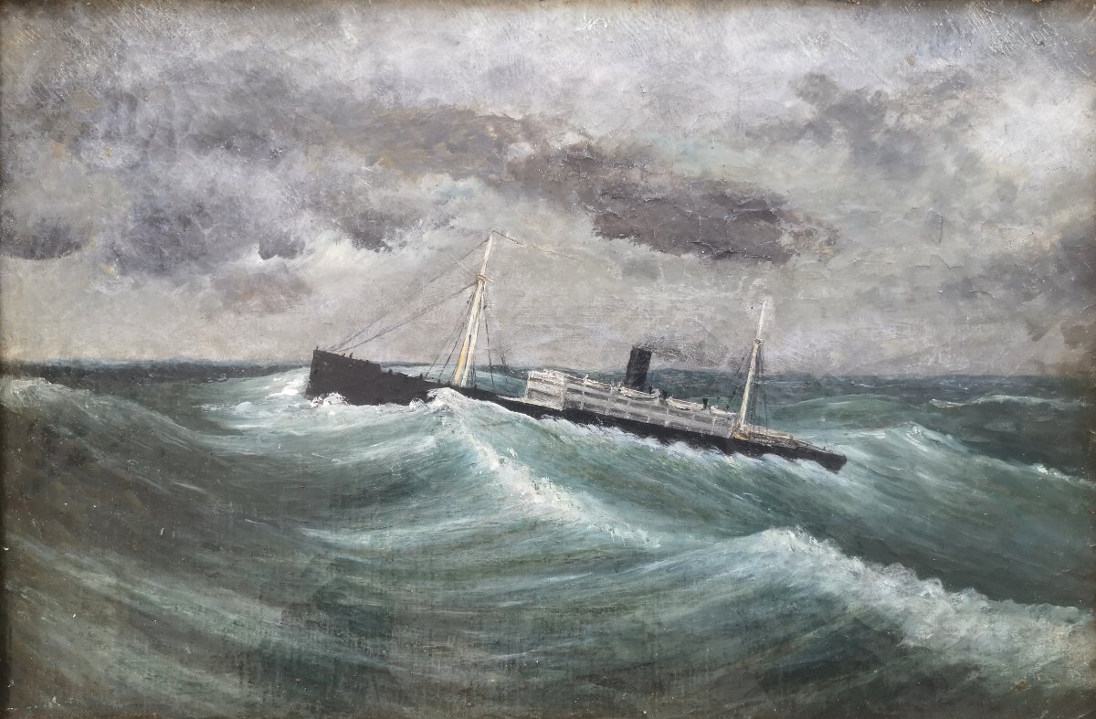 Hst Le Louxor In Rough Weather In The Indian Ocean, Dated 1909-photo-5