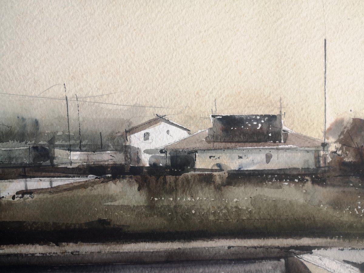 Juan Rozas Vilar né en 1944 Grande aquarelle originale recto-verso – Première période années 70-photo-2