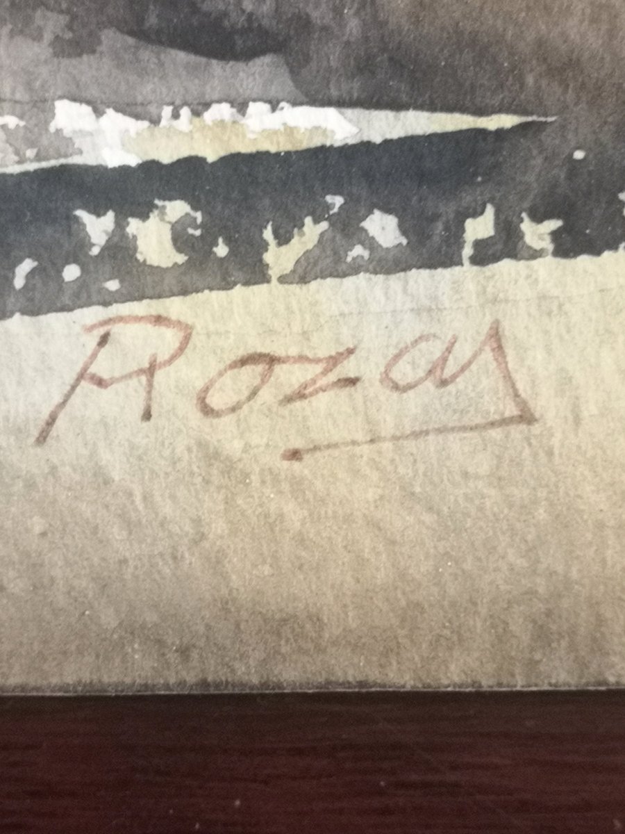 Juan Rozas Vilar né en 1944 Grande aquarelle originale recto-verso – Première période années 70-photo-6