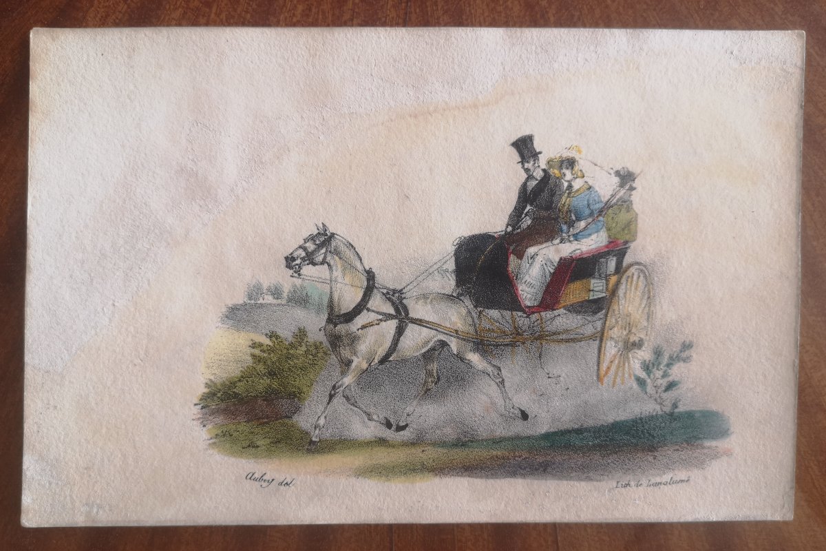 Port-folio de 16 lithos de Langlumé coloriées - ~1825 - Album des jeunes artistes par différent-photo-4