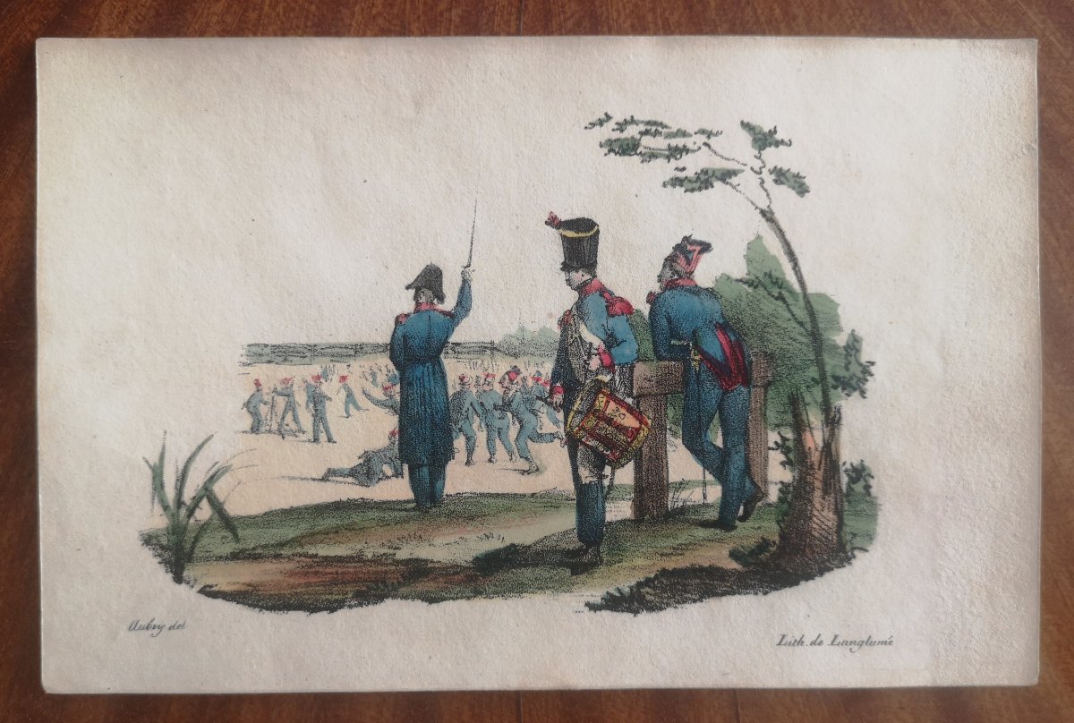 Port-folio de 16 lithos de Langlumé coloriées - ~1825 - Album des jeunes artistes par différent-photo-5