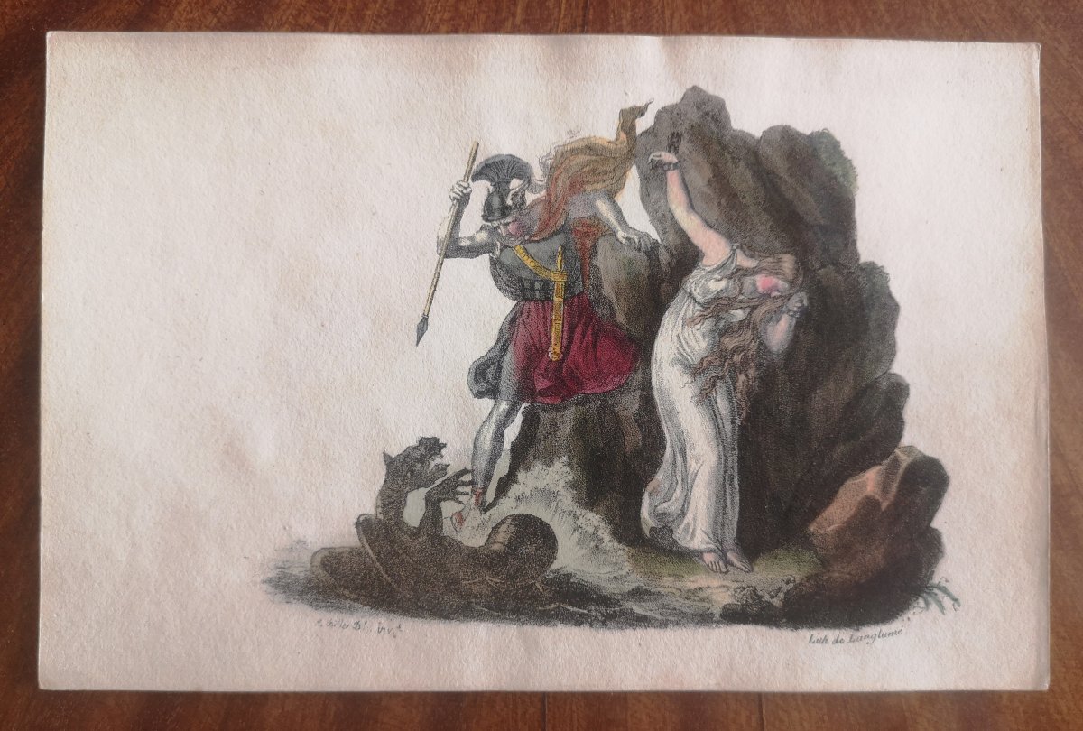 Port-folio de 16 lithos de Langlumé coloriées - ~1825 - Album des jeunes artistes par différent-photo-7