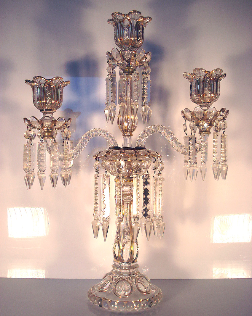 Rare paire de très grands chandeliers BACCARAT Napoléon III - émaillés- ht 54cm-photo-3