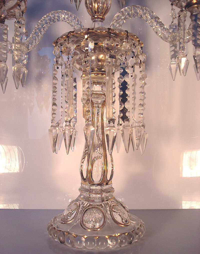 Rare paire de très grands chandeliers BACCARAT Napoléon III - émaillés- ht 54cm-photo-4