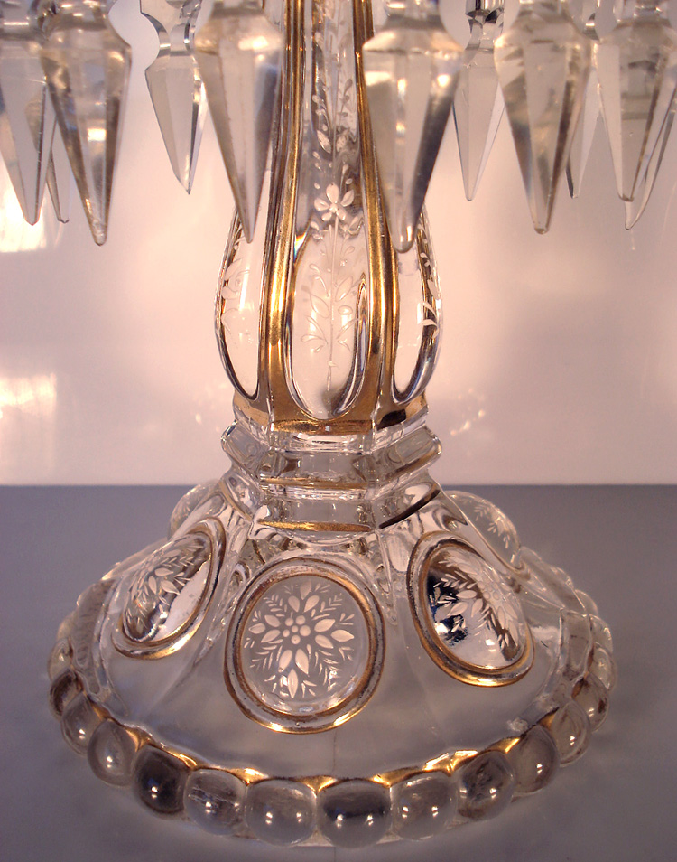 Rare paire de très grands chandeliers BACCARAT Napoléon III - émaillés- ht 54cm-photo-5