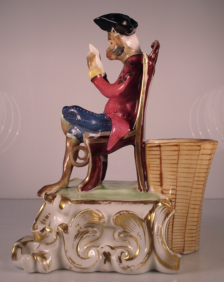 Satirical Statuettes - Monkeys Aristocrats - Porcelain Paris Late 18th-photo-2