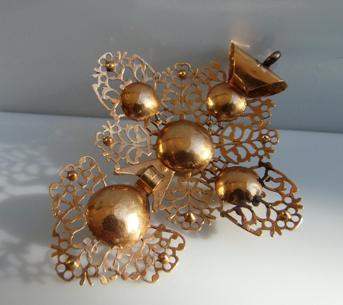 Croix De ROUEN En Or 18k d'époque Empire - Début 19ème - 13,21 Gr-photo-6