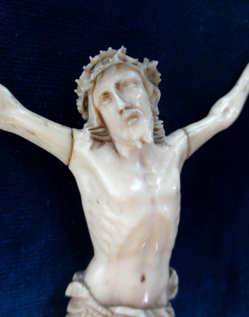 Crucifix Sculpté - Cadre Doré - Fin18ème - Dim 41 X 25 Formant Bénitier-photo-5