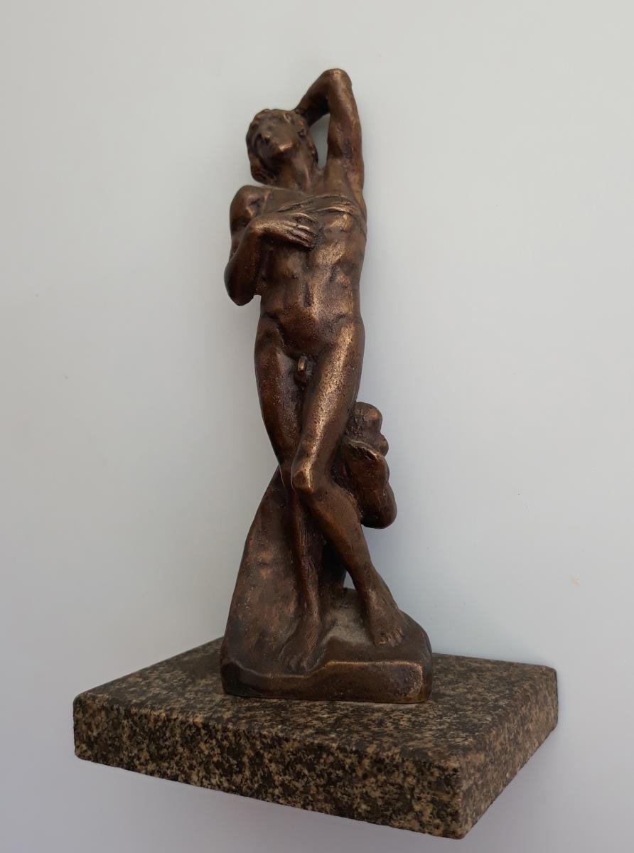 XIX Bronze Statuette The Slave To The Links After Michelangelo 13.5-photo-3