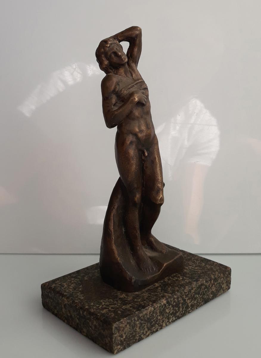 Statuette Bronze XIX° L’esclave Aux Liens D’après Michel-ange 13.5-photo-4