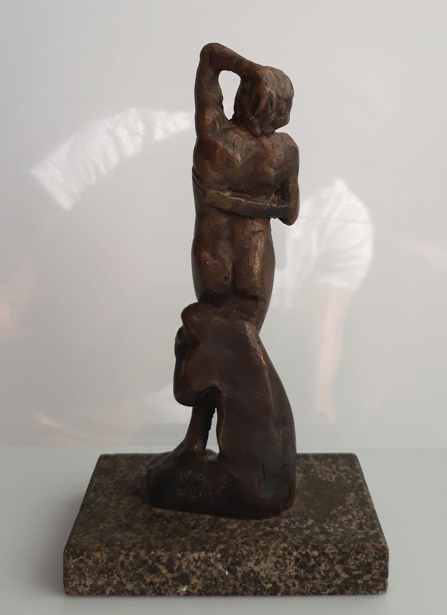 Statuette Bronze XIX° L’esclave Aux Liens D’après Michel-ange 13.5-photo-1
