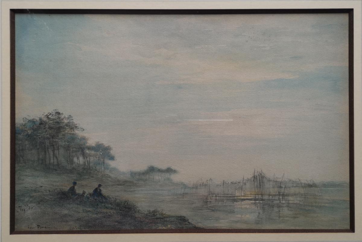 Foreau Henri 1866-1938 Landscape Painter Landscape Animated Lacustre 22.5 X 34.5-photo-2