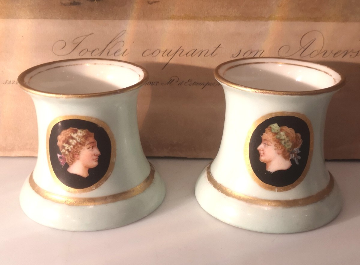 Pair Of Porcelain Pen Holders – Biedermeier / Neoclassical Style, XIX° - A.w.f Thuringia-photo-4