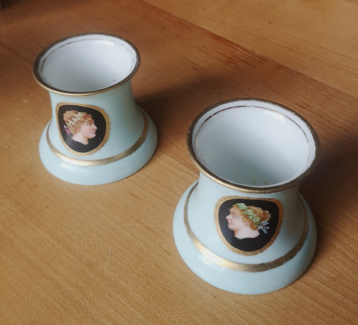 Pair Of Porcelain Pen Holders – Biedermeier / Neoclassical Style, XIX° - A.w.f Thuringia-photo-6