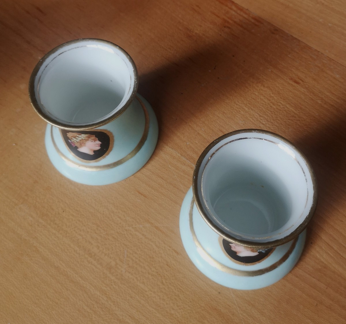 Pair Of Porcelain Pen Holders – Biedermeier / Neoclassical Style, XIX° - A.w.f Thuringia-photo-7