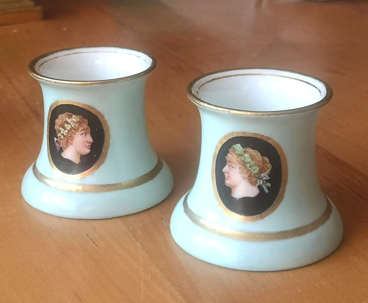 Pair Of Porcelain Pen Holders – Biedermeier / Neoclassical Style, XIX° - A.w.f Thuringia