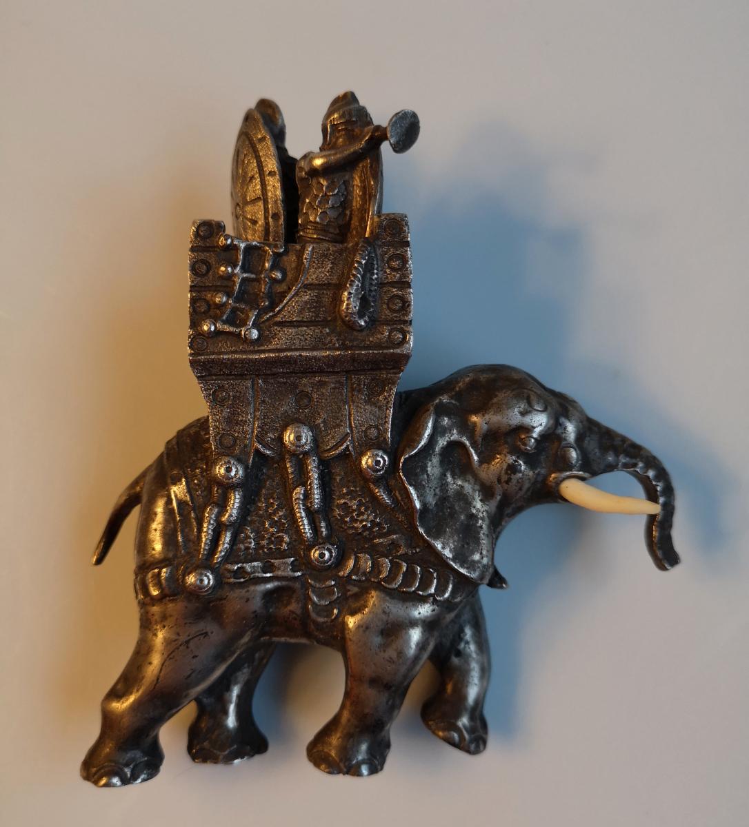 XIX Silver Bronze Elephant Of Hannibal Ht 11 Cm-photo-2