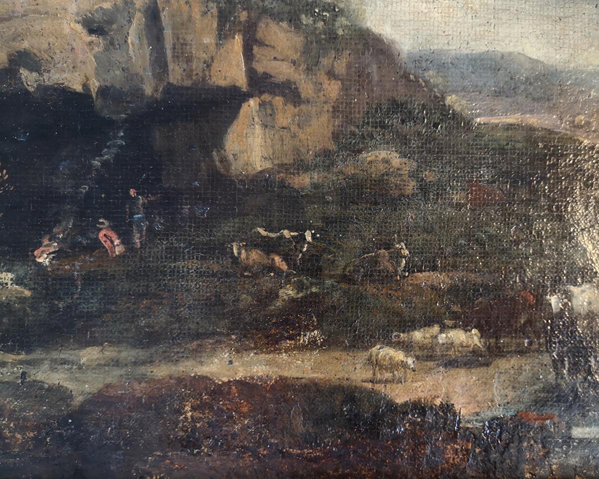 Ecole XVIII° "l'abri Des Bergers" Paysage d'Italie 29 X 41 Cm-photo-5