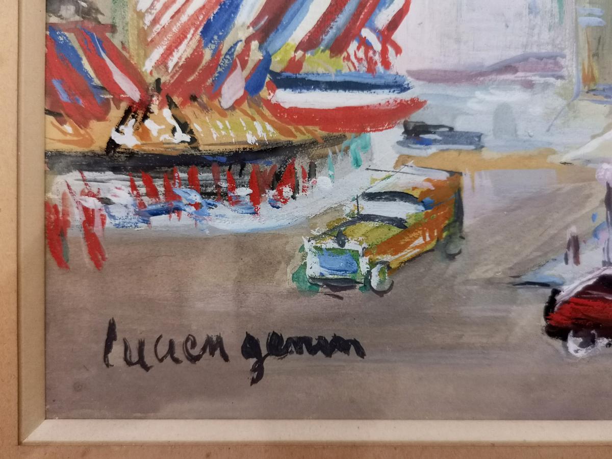 Lucien Genin. Gouache "the Opera The Day Of Victory" Debut XX ° 18 X 23.5 Cm-photo-6