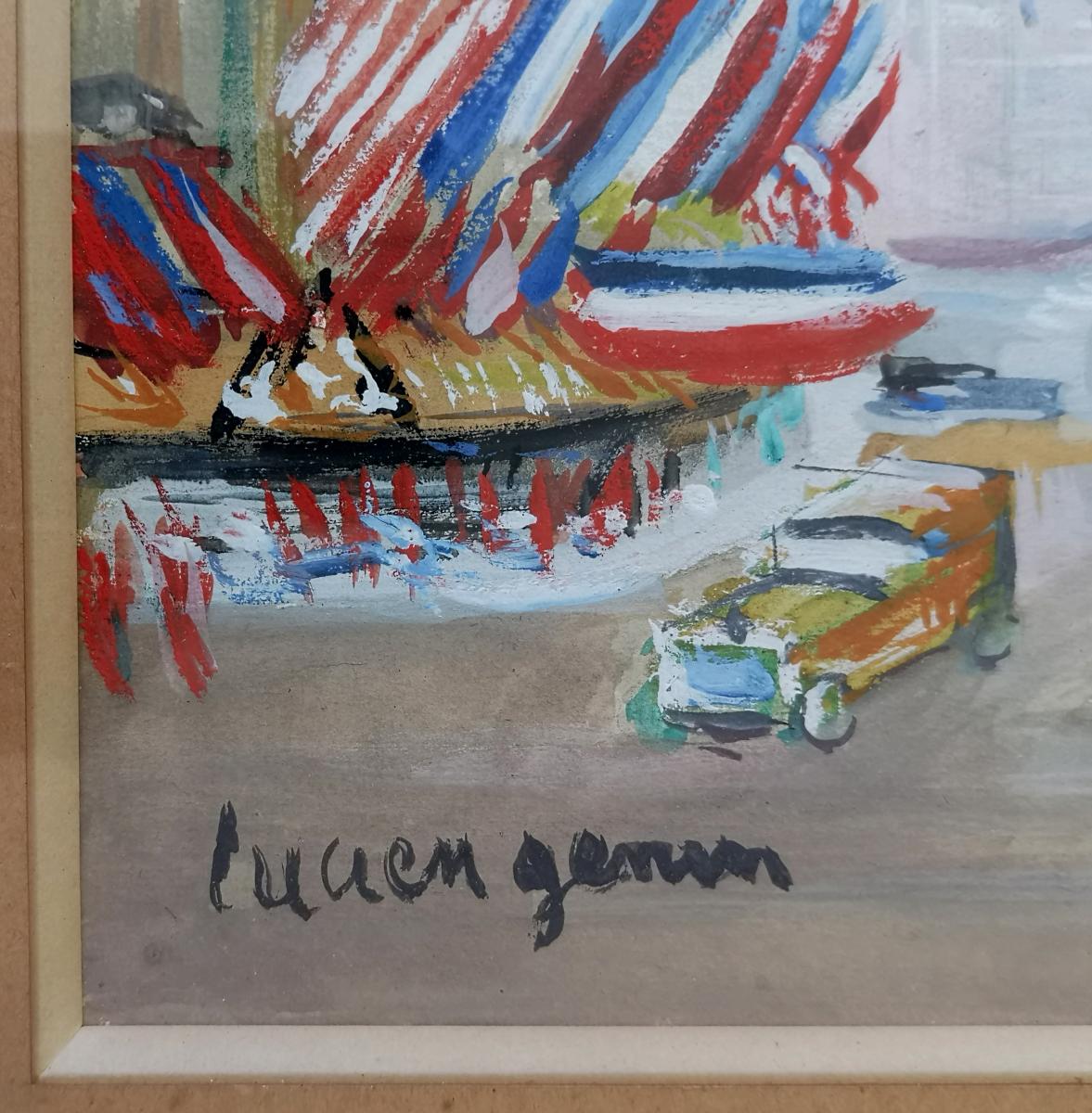 Lucien Genin . Gouache "l'opéra Le Jour De La Victoire" Debut XX° 18 X 23.5 Cm -photo-7