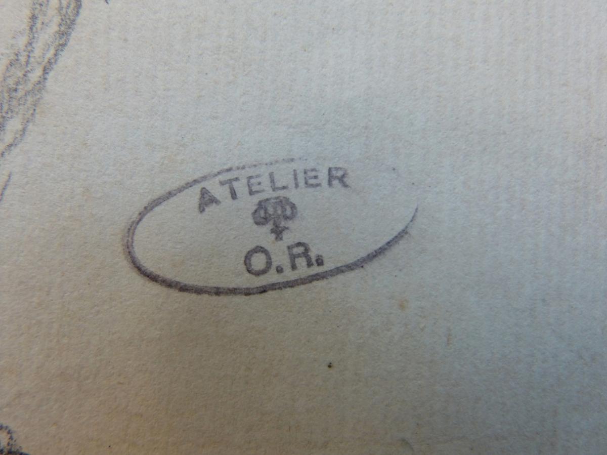 DESSIN ORIGINAL d'Odilon ROCHE -1868-1947- ETUDES DE FILLETTES CACHET D'ATELIER-photo-2
