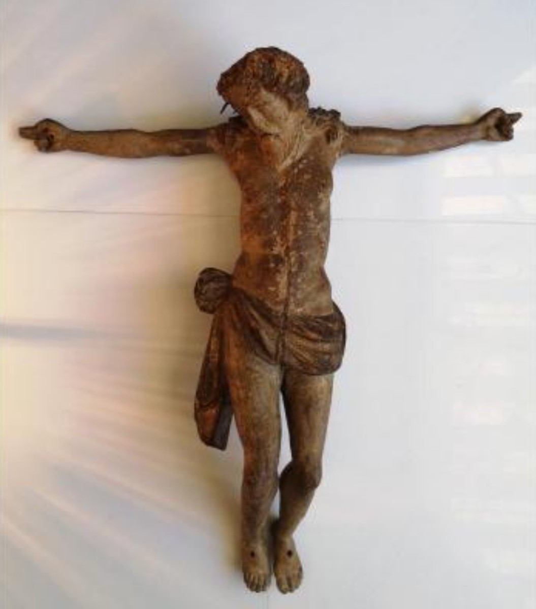 XVI&deg; Important Christ Bois Sculpt&eacute; Polychrom&eacute; Dor&eacute; 53 Cm -photo-2