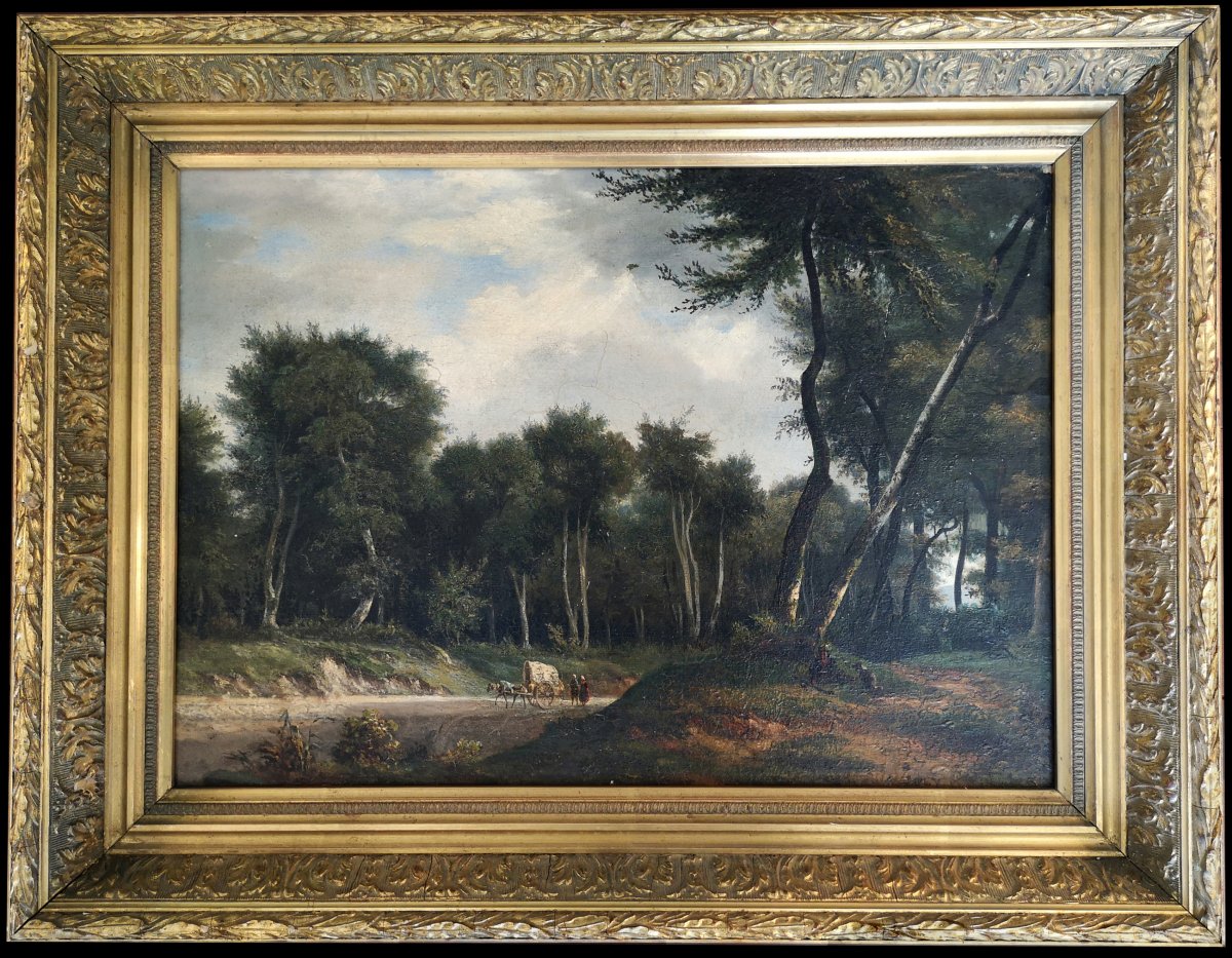 Alexis-Victor Joly 1798-1870 &eacute;cole Barbizon Paysage anim&eacute; HST 35 X 45